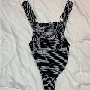 Striped overall bodysuit